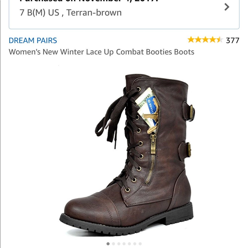 Brown combat boots